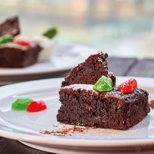 Brownie con frutas confitadas